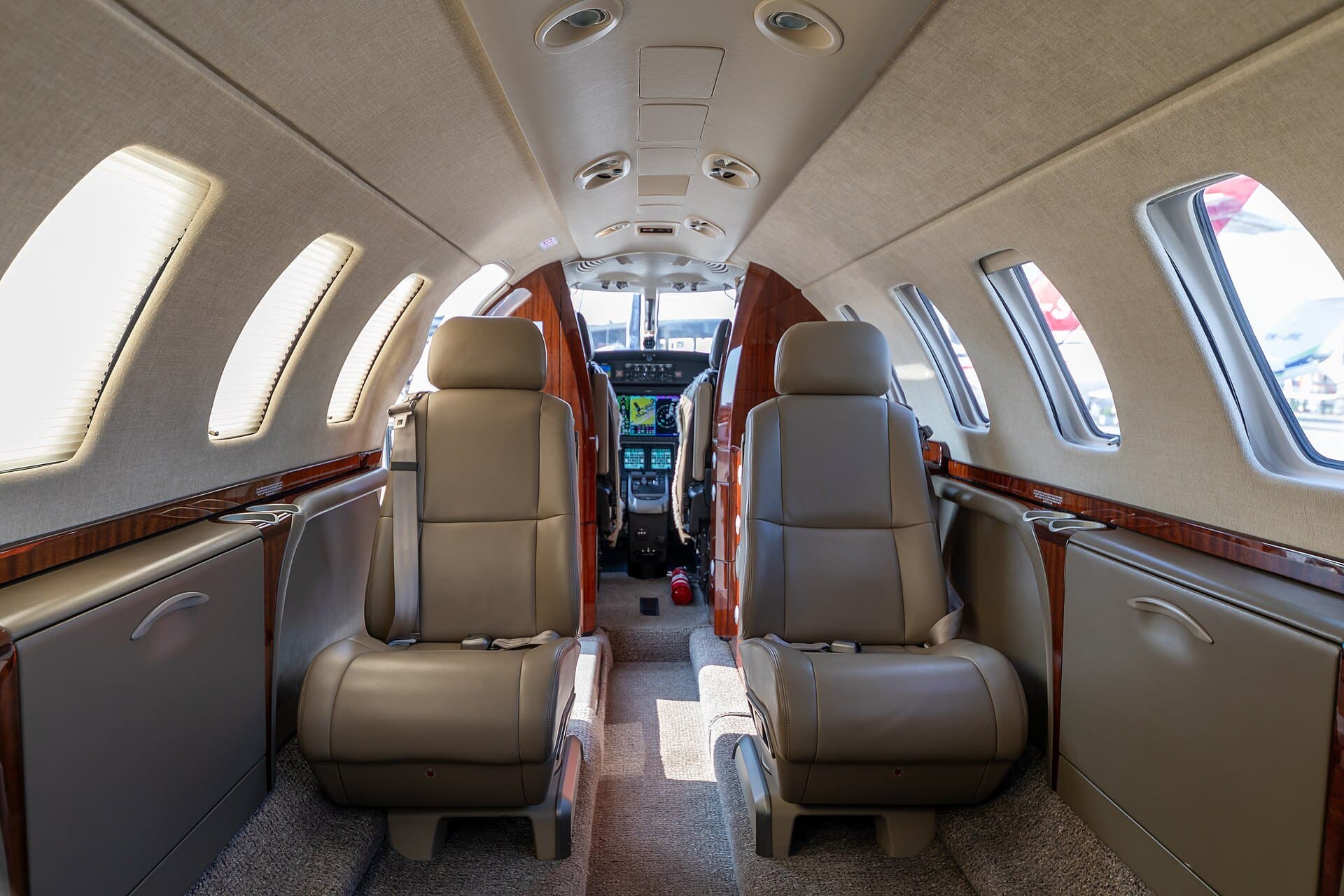 Citation CJ3+ cabin interior, looking forward to the cockpit